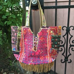 Bohemian Mirror Work Oversized Bag